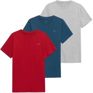 ZESTAW KOSZULKA 4F MĘSKA BAWEŁNIANA 3 SZT T-SHIRT SPORTOWY 3PACK r. L