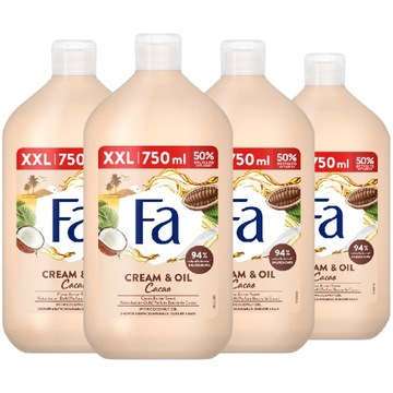 Żel pod prysznic damski FA Cacao kremowy masło kakaowe dla kobiet 4x 750ml