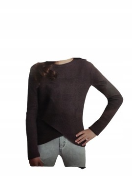 Sweter dziewczęcy szary krótszy przód 134
