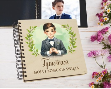 ALBUM NA ZDJĘCIA DREWNIANY PREZENT NA KOMUNIĘ RÓŻNE WZORY