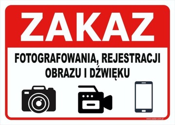 Tabliczka Zakaz Fotografowania i Nagrywania