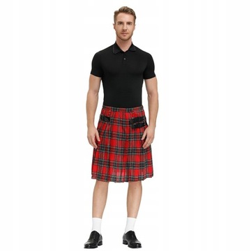 Męskie szkocki Kilt plisowana spódnica w kratę prz