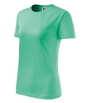 T SHIRT damski z okrągłym dekoltem BASIC mięta XS