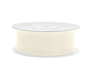 WSTĄŻKA SZYFONOWA ORGANZA 2,5cm/25m KREMOWA JASNA