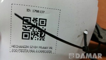 0130821939 MECHANIZMUS OKNO PRAVÝ PŘEDNÍ FIESTA MK5