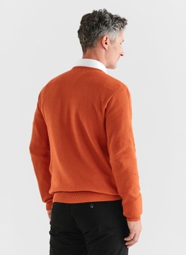 Pomarańczowy sweter męski z okrągłym dekoltem Pako Lorente roz. M