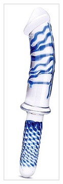 DUŻE GLAS REALISTYCZNE DILDO SZKLANE Z RĄCZKĄ