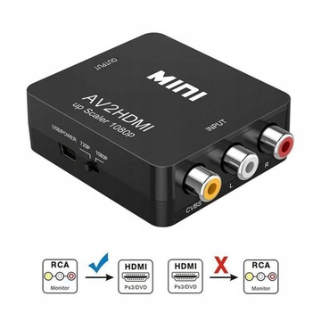 AV/RCA CVBS do adaptera 1080P konwerter wideo HDMI
