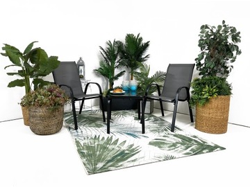 КОМПЛЕКТ САДОВОЙ МЕБЕЛИ БАЛКОН ТЕРРАСА СТОЛ СТОЛ 2x СТУЛЬЯ МАЛАГА СЕРЫЙ