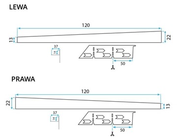Откос для душа 120 СМ МАТОВЫЙ НИКЕЛЬ INOX Правый - REA