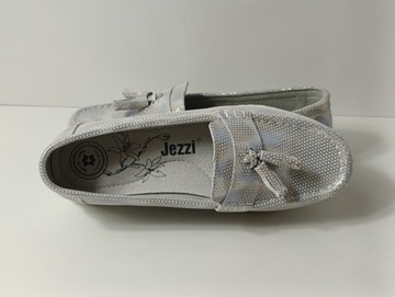 Балетки Jezzi, лоферы кожаные серебристые, размер 38, светлые