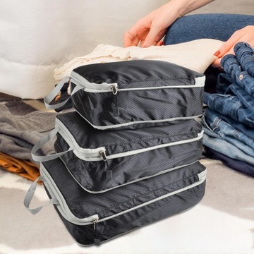 2 комплекта дорожных рюкзаков, складные, износостойкие, сжимаемые, черного и серого цвета.