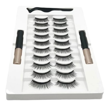 НАКЛАДНЫЕ МАГНИТНЫЕ РЕСНИЦЫ 10 ШТ + ПИНЦЕТ + ПОДВОДКА ДЛЯ ГЛАЗ