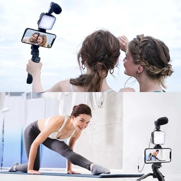 Strimerski TRIPOD для видеоблогов с телефоном BT Микрофон Лампа Держатель штатива