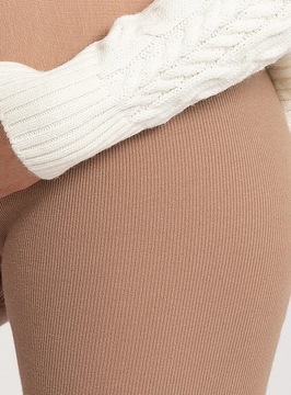 ЛЕГГИНСЫ ДЛЯ беременных из хлопка в рубчик со вставками БЕЖЕВЫЕ БРЮКИ M