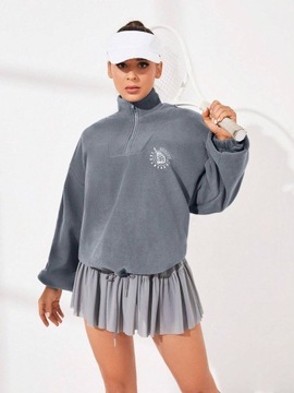 SHEIN SZARA BLUZA POLAROWA ZE ŚCIĄGACZEM NA ZAMEK TENIS S 26492
