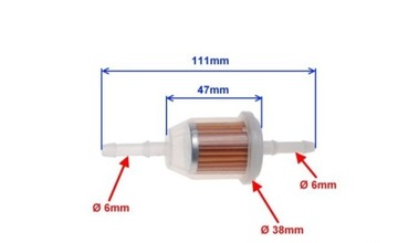 ТОПЛИВНЫЙ ФИЛЬТР БОЛЬШОЙ 6-8 ММ ДЛЯ СКУТЕРА 4T Romet Zipp