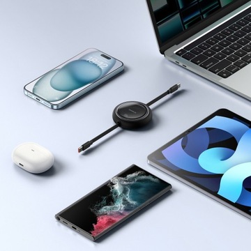 БЫСТРО СКАТЫВАЕМЫЙ КАБЕЛЬ BASEUS USB-C/USB-C, 100 Вт, ПРОЧНЫЙ, ЗАРЯДНЫЙ КАБЕЛЬ, 1 м