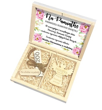 Белая деревянная шкатулка, подарок для причастия, подарок для причастия с гравировкой