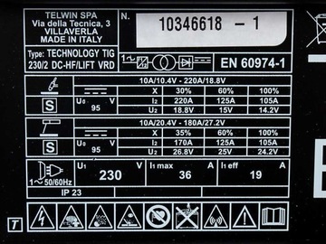 Сварочный аппарат Telwin Technology TIG 230 DC HF/LIFT