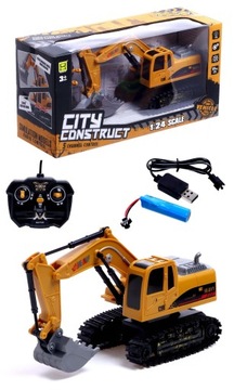 Koparka Zdalnie Sterowana Jeździ Pilot RC 1:24 akumulator ładowarka