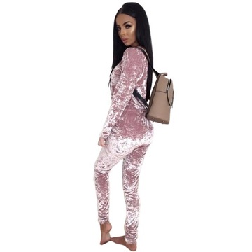 DRES WELUROWY KOMPLET ZESTAW SPODNIE BLUZA 38 M