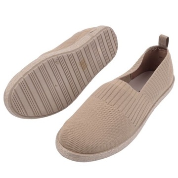 BEŻOWE ESPARDYLE MĘSKIE WSUWANE TRAMPKI PŁASKIE TENISÓWKI WKŁADKA EKOSKÓRA