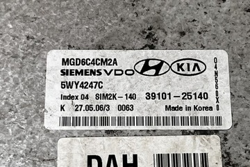 JEDNOTKA MOTORU KIA OPTIMA 3910125140 2.0L GASOLINE 125KW 2008