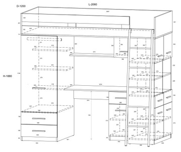 Мезонин VELVE P без ковриков. белый/синий