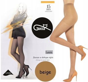 rajstopy GATTA 15 den LAURA lycra gładkie BEIGE # 3 M