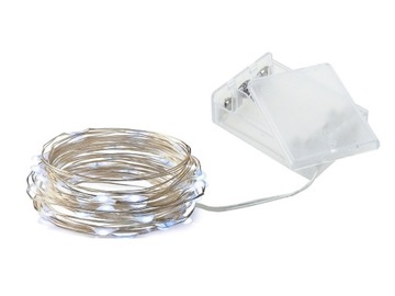 Lampki druciki 20 LED na baterie 2m białe