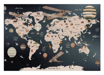 Fototapeta DLA DZIECI Mapa Świata Tapeta 416x254