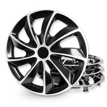 Kołpaki 15 Quad Bicolor Silver - Black srebrne UNIWERSALNE komplet 4szt