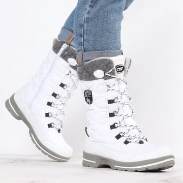 Białe wysokie śniegowce damskie American Club buty na śnieg ROZ. 41