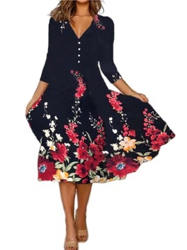 Sukienka koktajlowa boho przed kolano rozmiar L