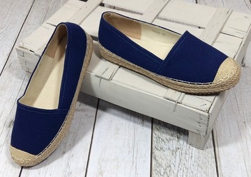 KLASYCZNE PROSTE ESPADRYLE DAMSKIE - granat r 40