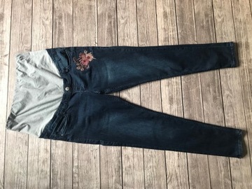 Esmara haftowane jeansy SPODNIE ciążowe r.42