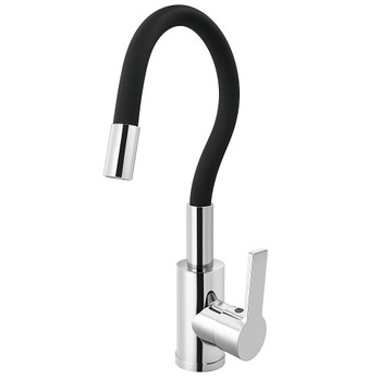 Кухонная батарея черная эластичная нока черный гибкий хром.