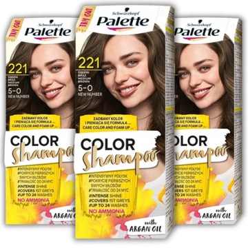 Palette Szampon Koloryzujący 221 Średni Brąz x3