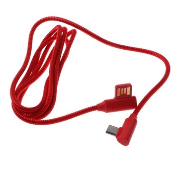 USB-кабель для зарядки, нейлоновая оплетка, кабель 90 градусов, синхронизация, красный