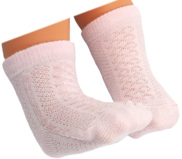 АЖУРНЫЕ ДЕТСКИЕ НОСОЧКИ - РОЗОВЫЕ 0м+