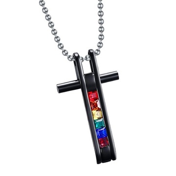 Naszyjnik ze stali nierdzewnej Rainbow LGBT L