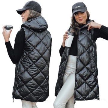 PIKOWANA KAMIZELKA DAMSKA BEZRĘKAWNIK Z KAPTUREM roz. XXL