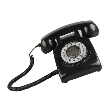 Retro Rotary Dial Home Phones Przewodowe czarne