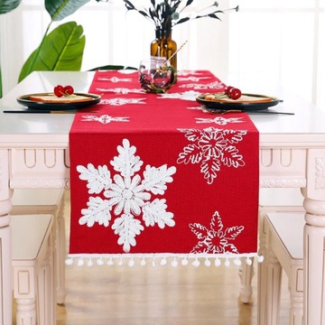 РОЖДЕСТВЕНСКИЙ СТОЛ СТОТ СКАТЕРТЬ 38x176см ЛЬНЯНАЯ ВЫШИВКА