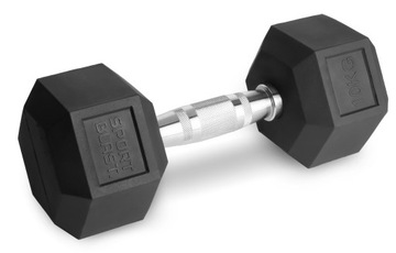 Hantle stałe 1x10kg żeliwne gumowane 10kg HEX do treningu SOLIDNE