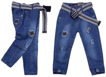 miękkie SPODNIE jeans gumka 303 ROCK 104/110 stret