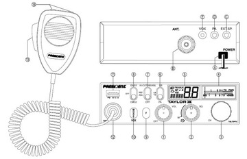 CB-радиостанция President TAYLOR IV 4, 12 В, вилка 24 В