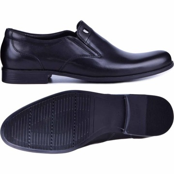 Męskie buty eleganckie wizytowe skórzane czarne 42