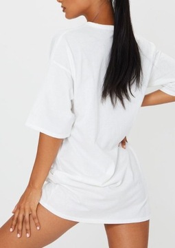 PRETTYLITTLETHING sukienka t-shirt biała print 32